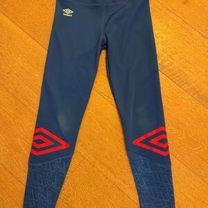 Girls Blue Red Umbro Leggings Athletic Tights Size 10-12 Large